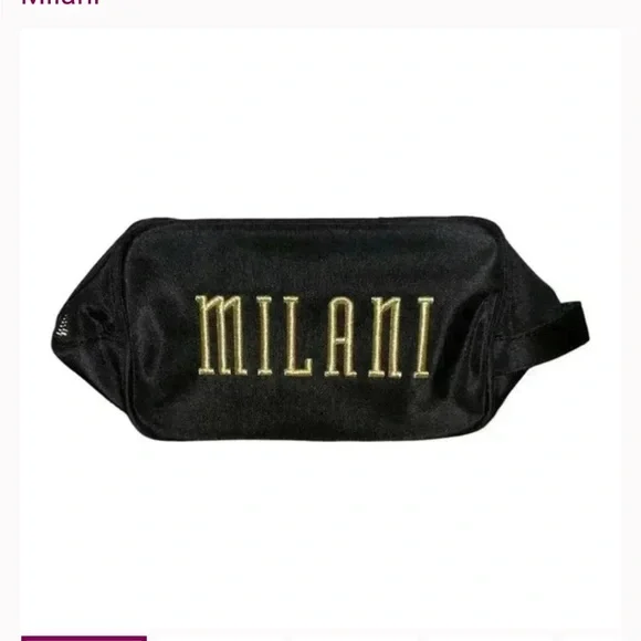 COSMETIC BAG Milani Black with Gold Logo NWOT - Picture 2 of 6